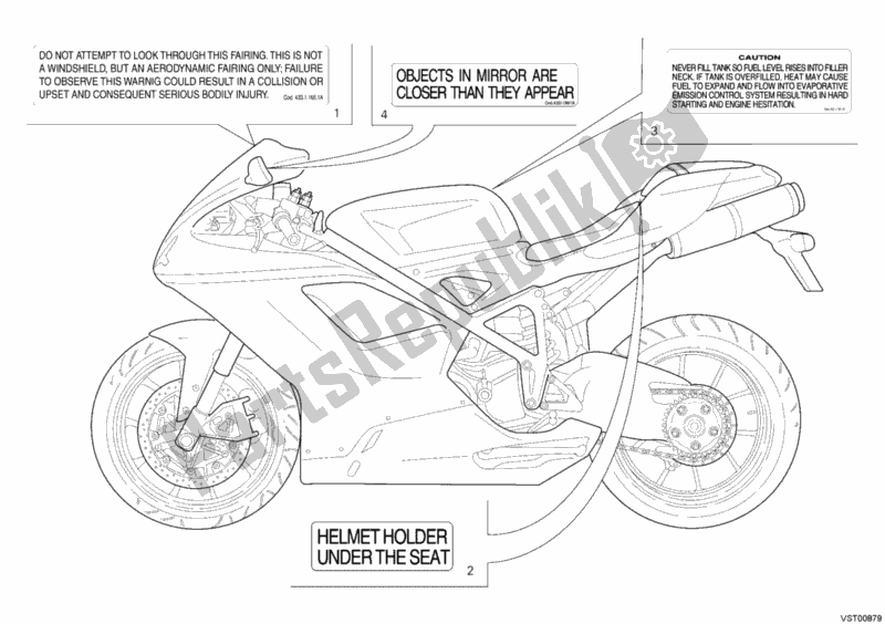 All parts for the Warning Labels of the Ducati Superbike 848 EVO Corse SE USA 2012